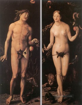  el Pintura al %C3%B3leo - Adán y Eva pintor desnudo renacentista Hans Baldung